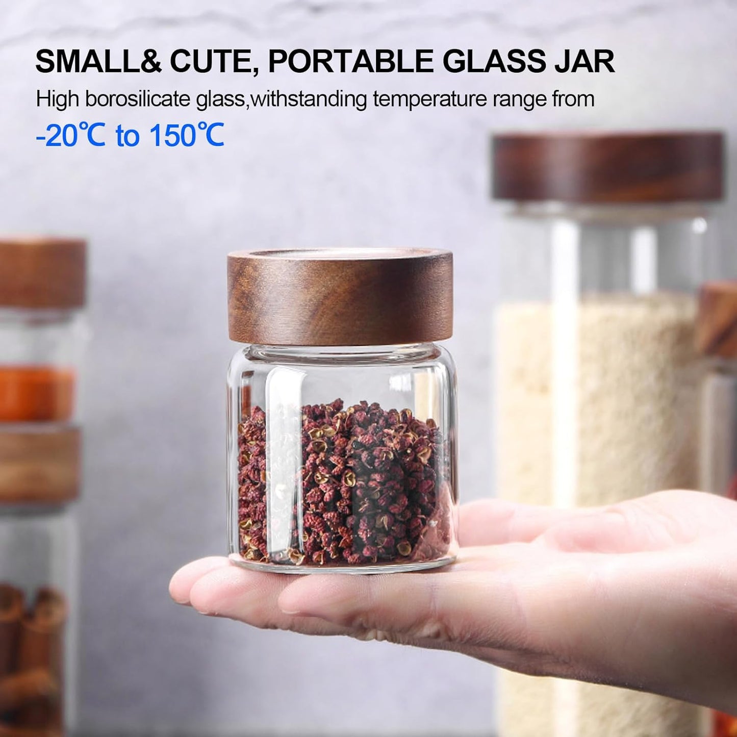 Glass Spice jars Glass Jars with Screw Lid 5 oz, Food Storage Canister for Pantry Sugar Tea Coffee Bean Seasoning Nuts Cookies (6 * 150ml(5oz))