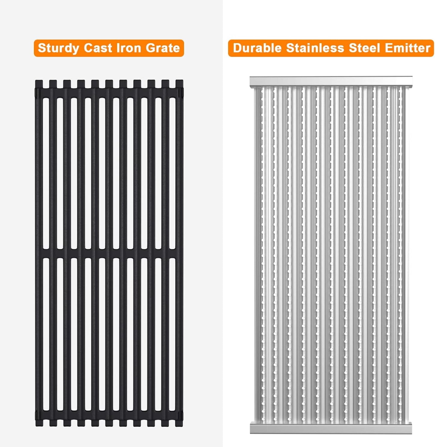 Cooking Grid Grates and Emitter Plates Replacement Parts for Charbroil Commercial Infrared 2 3 4 5 6 Burner Grills 463242515 466242515 463243016 463367016 466242516,G466-0025-W1A,Cast Iron