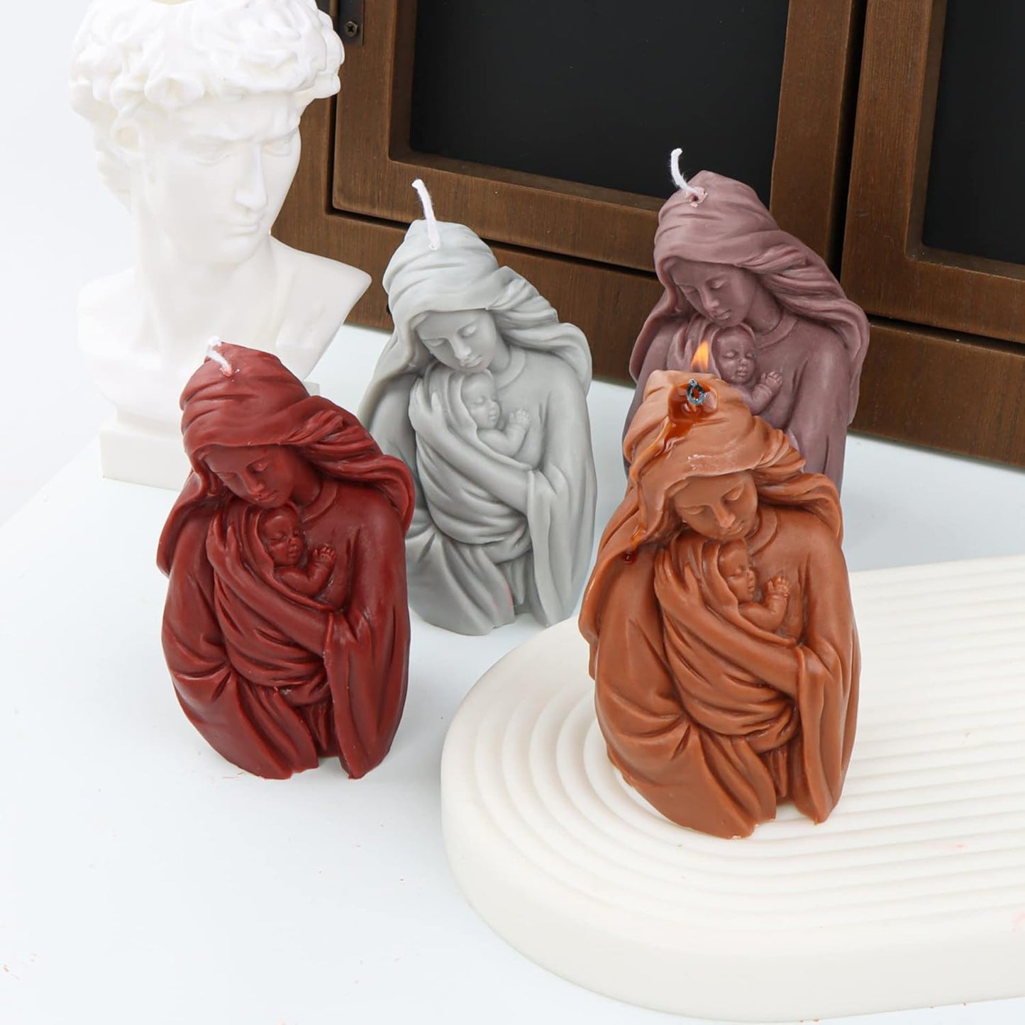 Conestabile Madonna Jesus Silicone Wave Spiral Candle Mold - Silicone Resin Casting Molds for Candle & Resin & Soap Craft Supplies