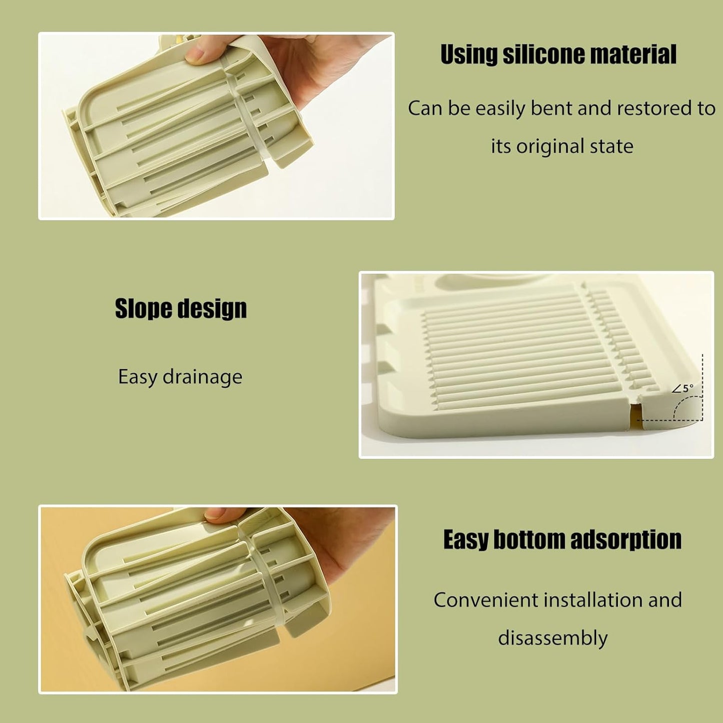 Faucet Mat for Kitchen Sink - 2024 Upgraded Premium Silicone Splash Guard with Fast Drying Properties - Protective Sink Tray Ideal for Stone Sinks in Kitchen & Bathroom (1, Beige)