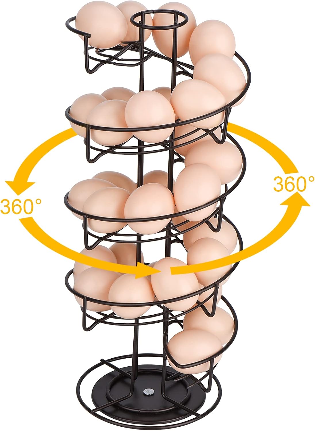 Toplife Spiral Design Metal Egg Skelter Dispenser Rack, Storage Display Rack, Brown
