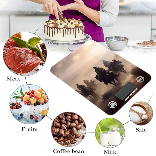 Digital Food Scale Cowboy Western – Fashion Design, 11lb/0.01oz, Tempered Glass, Kitchen Scales with LCD Display for Baking & Cooking, Batteries Not Included