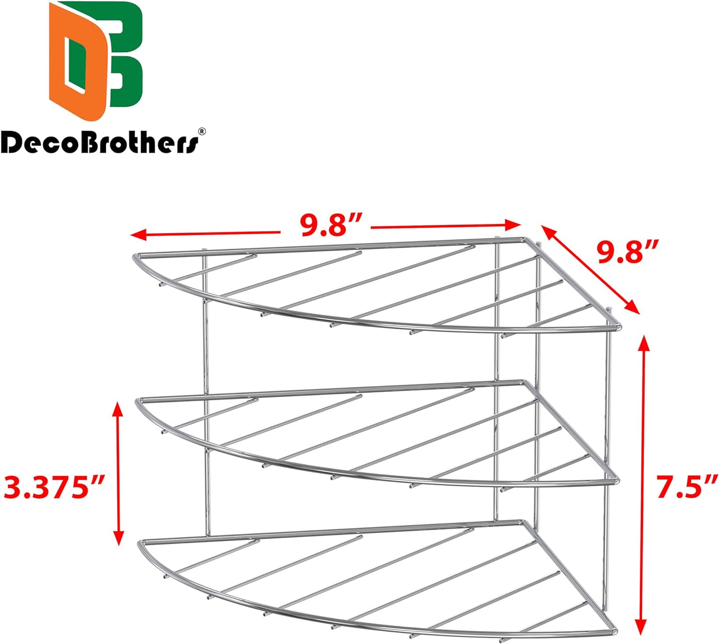 Deco Brothers 3-Tier Counter and Cabinet Corner Shelf Organizer, Chrome