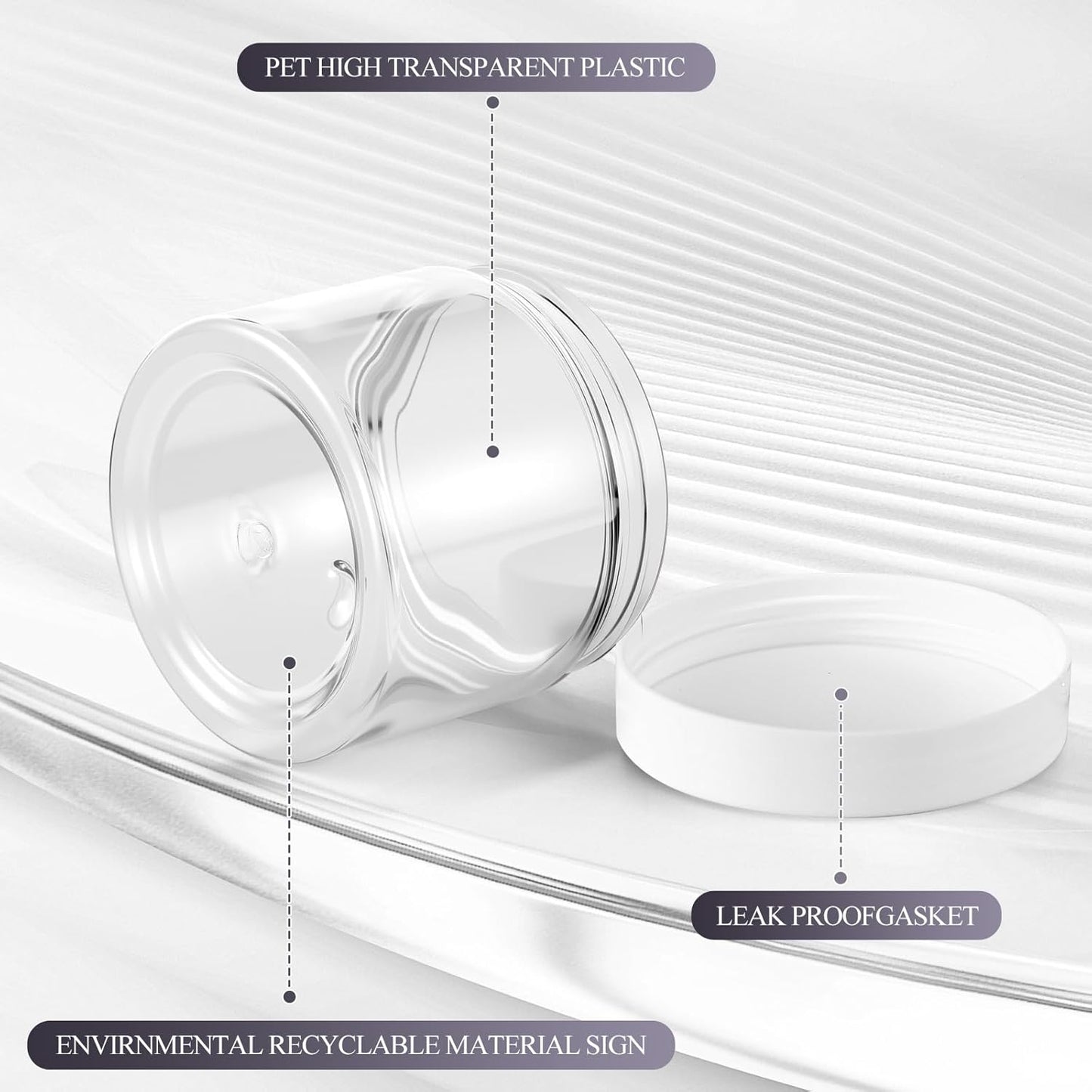 SATINIOR 6 Pack 32 oz Plastic Jars Containers with Lids Wide-mouth Refillable Leakproof Reusable Round Empty Jars for Travel Cosmetic Dry Food Spice Cookie Candy Home Kitchen Organizing(White)