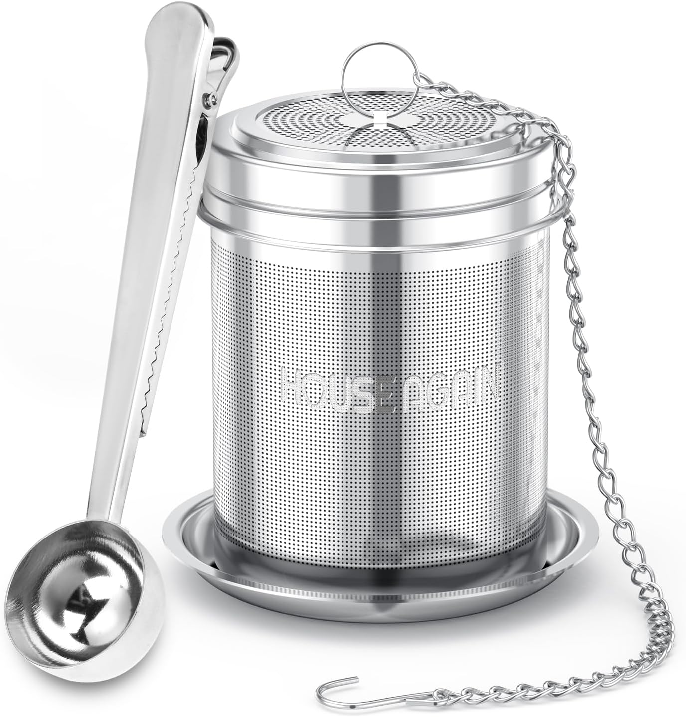 House Again Large Tea Infuser with Scoop, Extra Fine Mesh Tea Strainers for Loose Tea & Spice Infuser for Cooking, 304 Stainless Steel, Loose Leaf Tea Steeper for Brew Tea Spices & Seasonings
