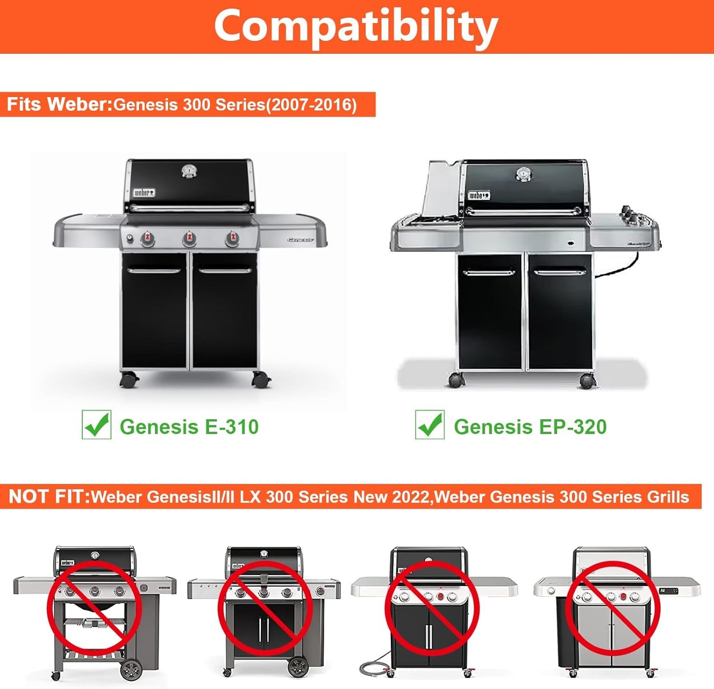 QuliMetal 7566 Cast Iron Griddle for Weber Genesis 300 Series - Heavy-Duty Grill Parts for Weber Genesis E-310, E-320, E-330, S-310, S-320, S-330 Gas Grills, Perfect for Versatile Cooking