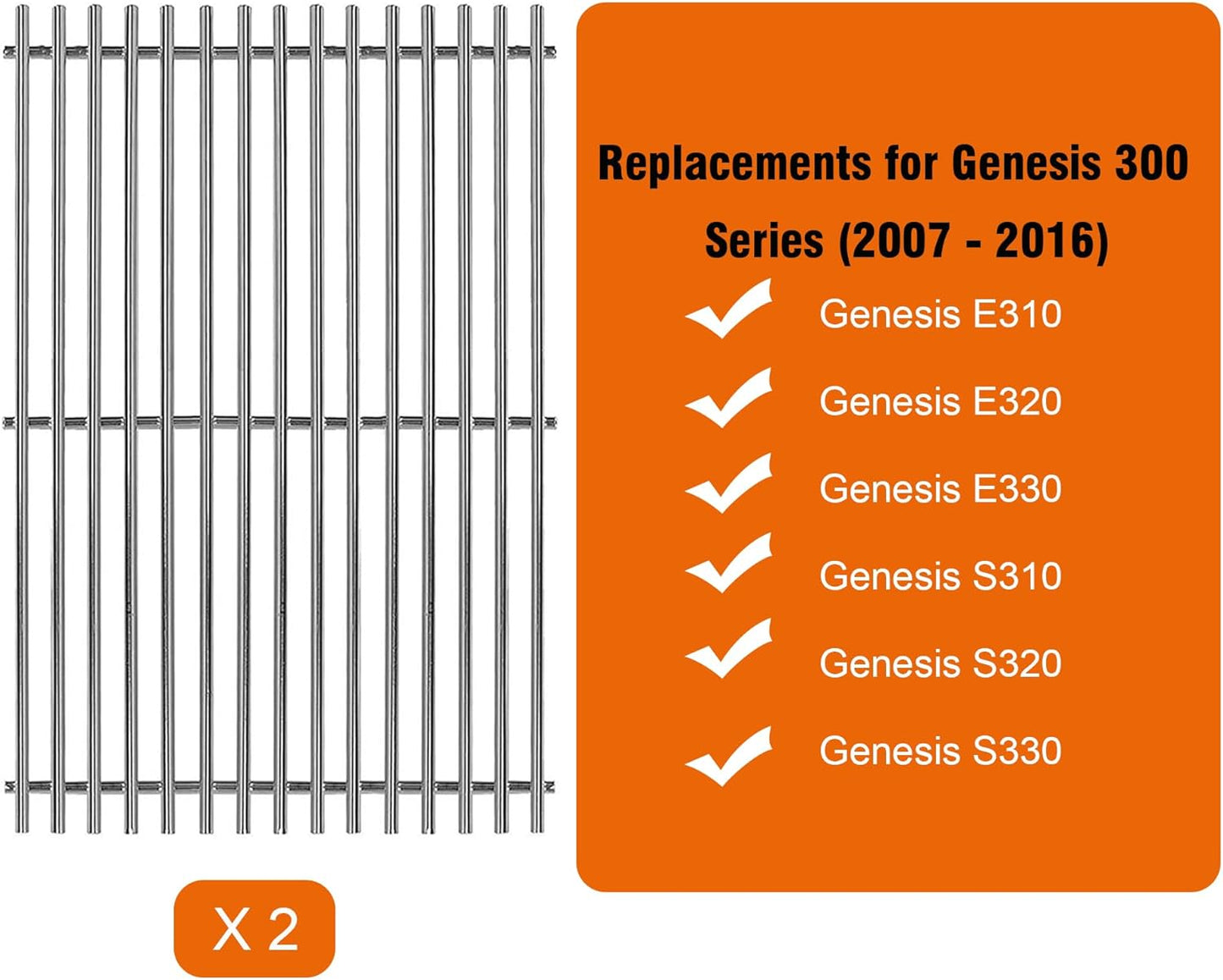 19.5" Stainless Steel Cooking Grates for Weber Genesis 300 Series, Weber Genesis Grill Parts for Genesis E310 E320 E330 S310 S320 S330, Replacement Parts for Weber 7528/7524