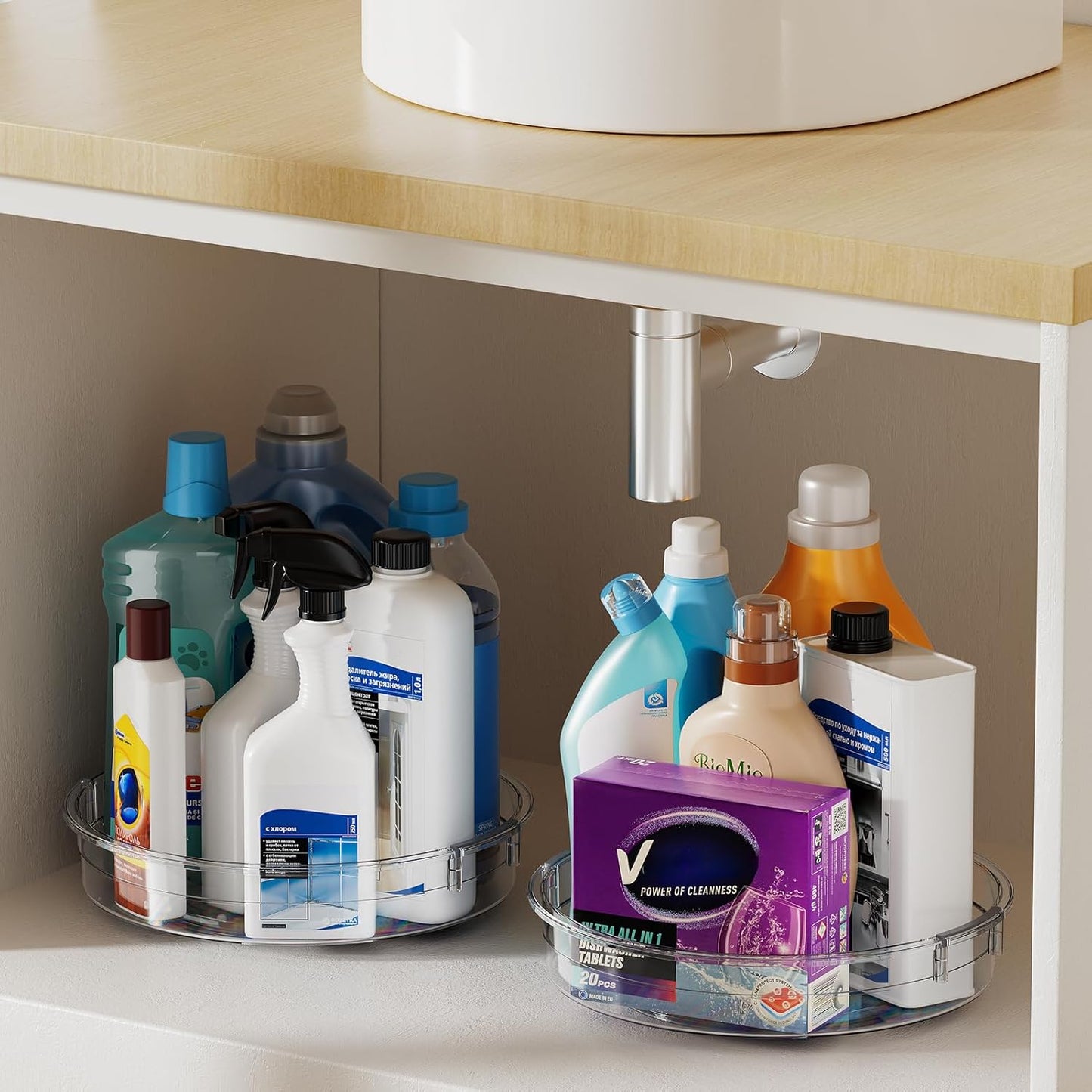 LAMU 4 Pack 12in Lazy Susan Organizer, Clear Lazy Susan Turntable for Cabinet, Refrigerator, Table Top, Kitchen, Bathroom, Pantry Organizers and Storage