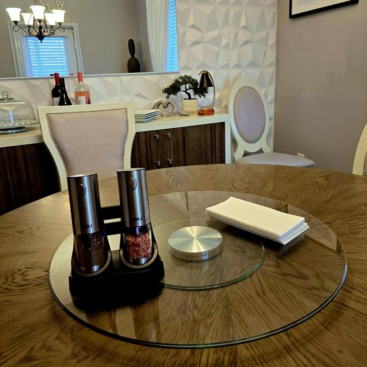 30" Heavy-Duty Lazy Susan - 1/3" Extra-Thick Tempered Glass (50% Thicker!) - Anti-Tip Silent Turntable for Dining Tables, Banquets