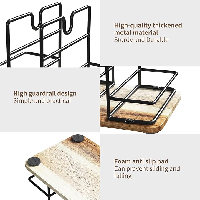 Napkin Holder for Table, 2 IN 1 Napkin Holders That Can Hold Salt Jar and Pepper Jar, Napkin Dispenser, Modern Dining Table Decor, Metal Racks and Wooden Bases, Burlywood