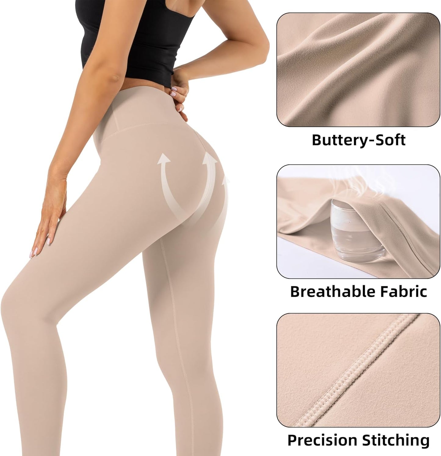 CHANAN High Waist Butt Lifting Leggings for Women Buttery Soft Breathable Yoga Pants with Hidden Pocket Tummy Control Gym