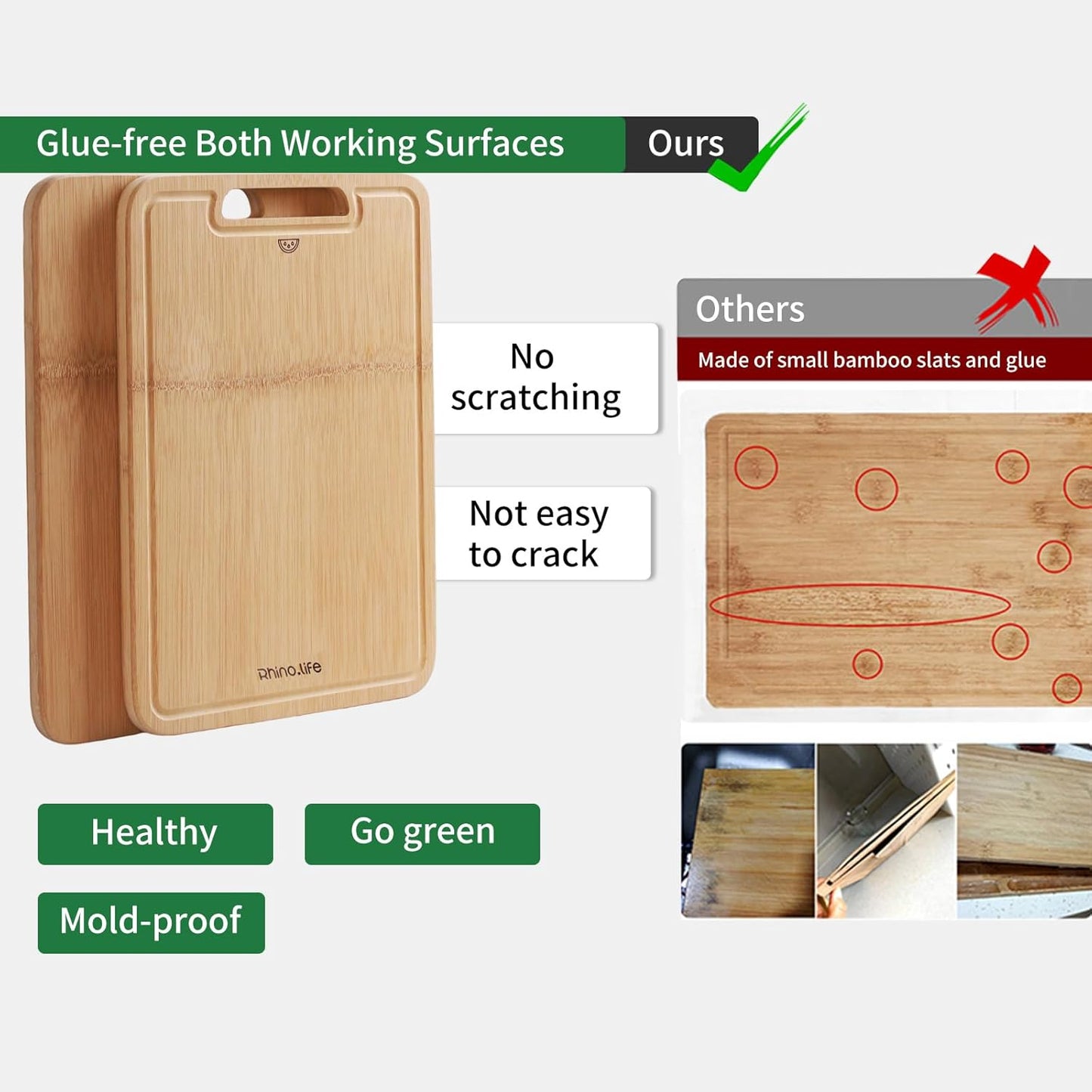 Glue free and Non Toxic, Totally Organic non toxic cutting board Bamboo Cutting Boards set(3 pack) For Kitchen, Non-solid Wood Cutting Board, Chopping Board with Juice Groove