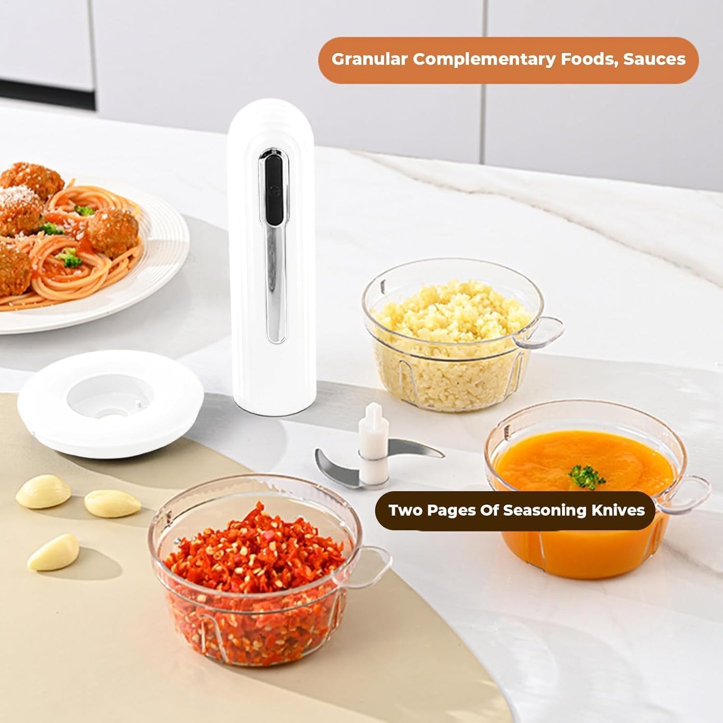Wireless Electric Food Processor，4-Cup Electric Food Chopper For Meat,Onions,vegetables,Garlic,Complementary Food, Meat Chopper Blender