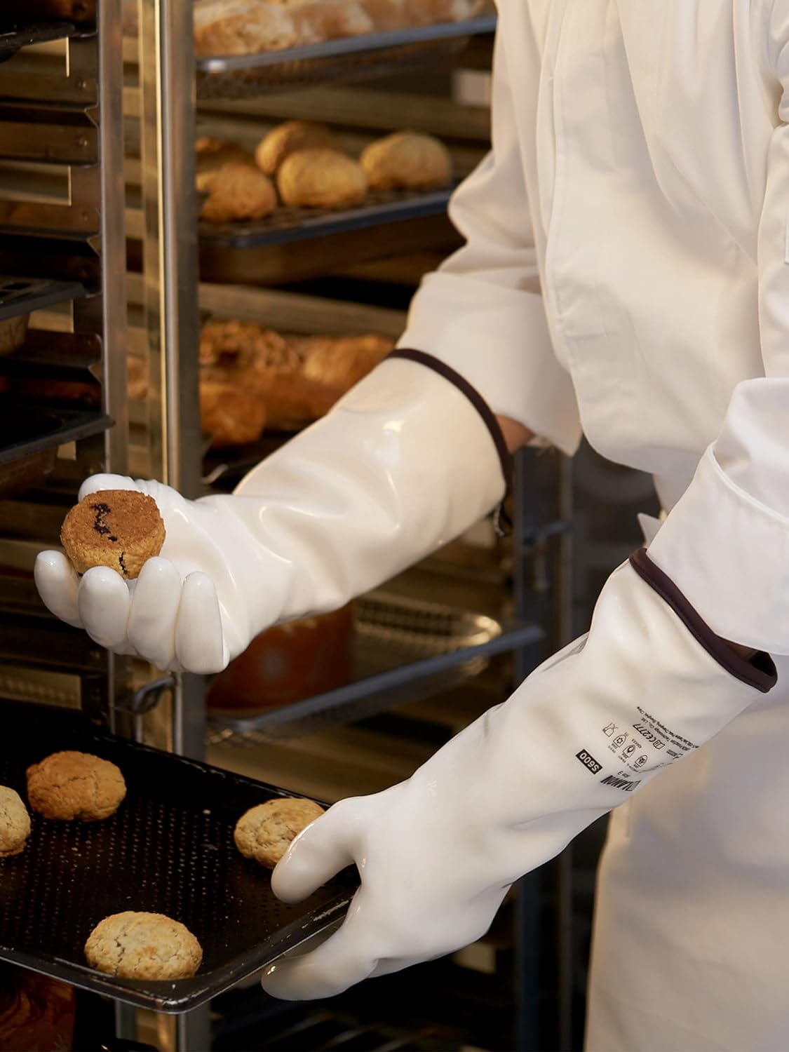 LANON 15" Liquid Silicone Heat Resistant Oven Gloves, Food Grade, CoralAir Liner, Waterproof, Extra Long, XL