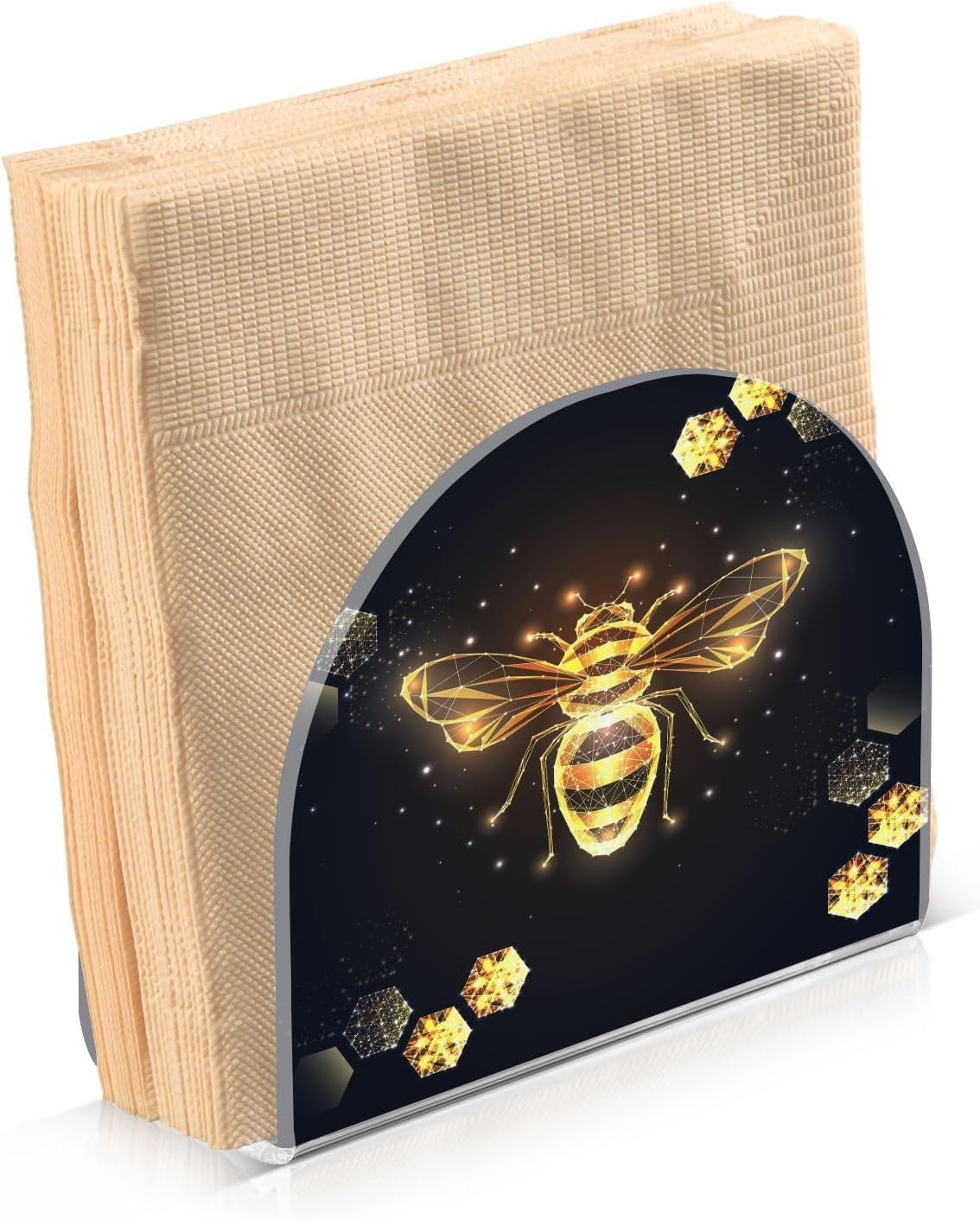 Gold Honey Bee Honeycombs Napkin Holder for Table Paper Napkins Holder Acrylic Tissue Dispenser Kitchen Dining Room Bathroom Party Car Decor