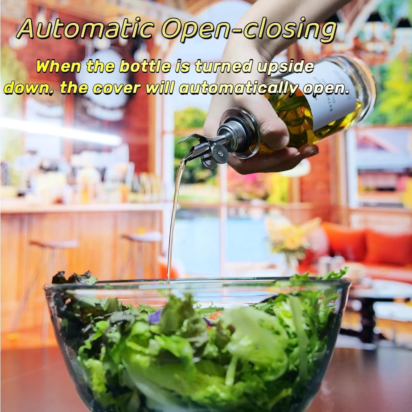 Olive Oil Dispenser Spout, Weighted Liquor Pour Spout, Syrup Dispenser Spout, Stainless Steel Automatic Pour Spouts for Liquor Bottles, Oil Bottles, Vinegar, Syrup and Alcohol 4 Pack Sliver