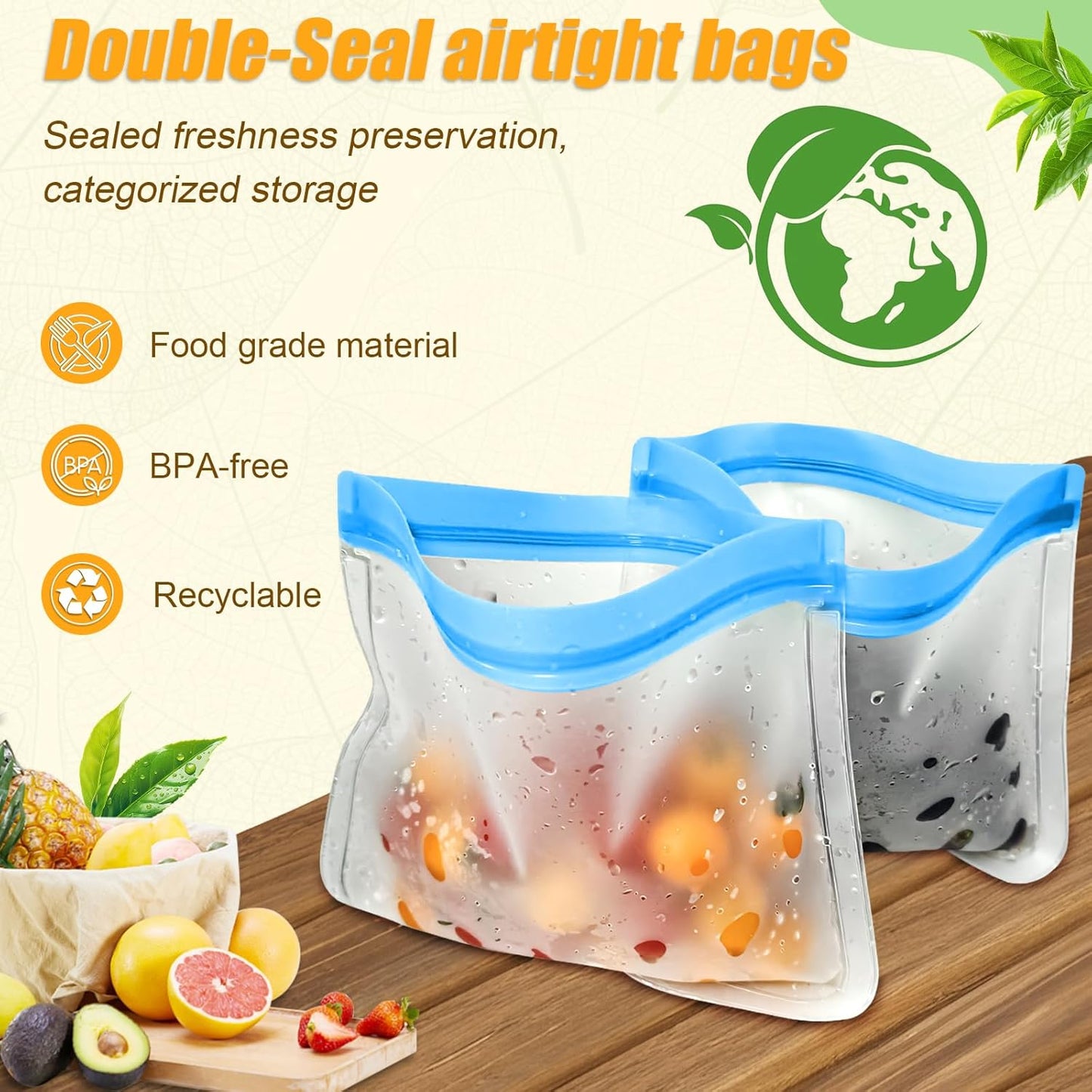 30 Pack Reusable Silicone Food Storage Bags, 4 Size Leak proof Dishwasher Safe Reusable Freezer Bag for Food Storage Containers Lunch Bags for Sandwich, Marinate Meat, Fruit