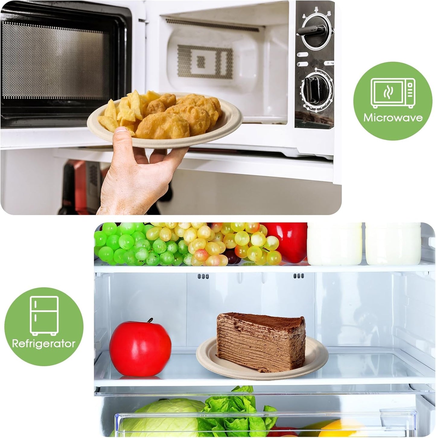 ECOLipak 6 Inch Disposable Compostable Small Paper Plates, 200 Pack Recycled Sugarcane Bagasse Biodegradable Heavy Duty Mini Dinner Appetizer Cake Dessert Plates for Party(Nature)