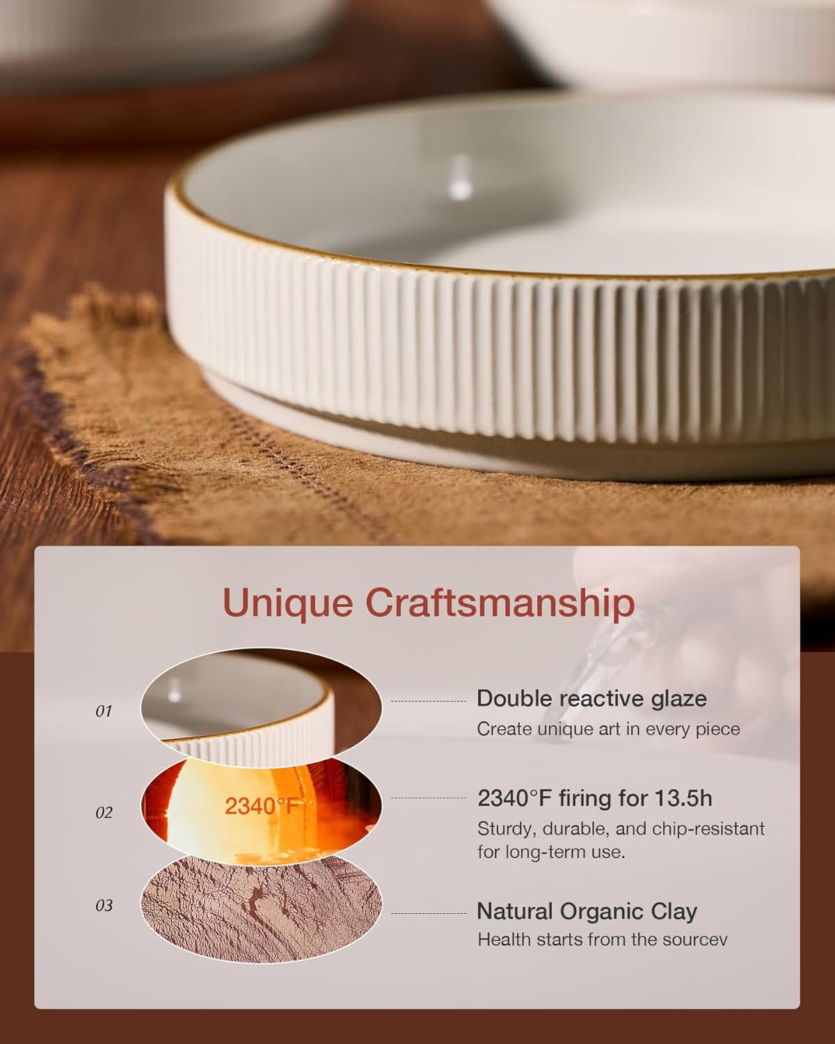 famiware Star 7.5" Pasta Bowls Set, Salad Bowl Set of 6, Double Reactive Glaze, Stackable, Perfect for Your Friend for Housewarming, Thanksgiving, Christmas, White