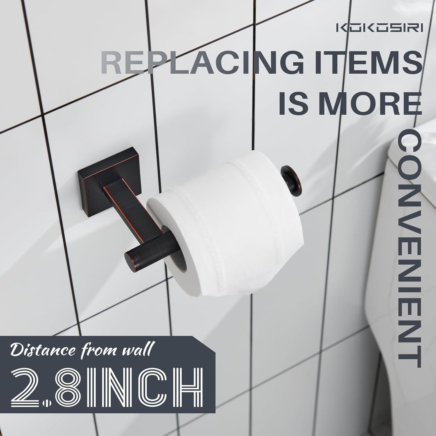 KOKOSIRI Toilet Paper Holder Oil Rubbed Bronze Toilet Roll Holder Hold Mega Rolls Kitchen Bathroom Tissue Paper Dispenser Stainless Steel, B2008ORB