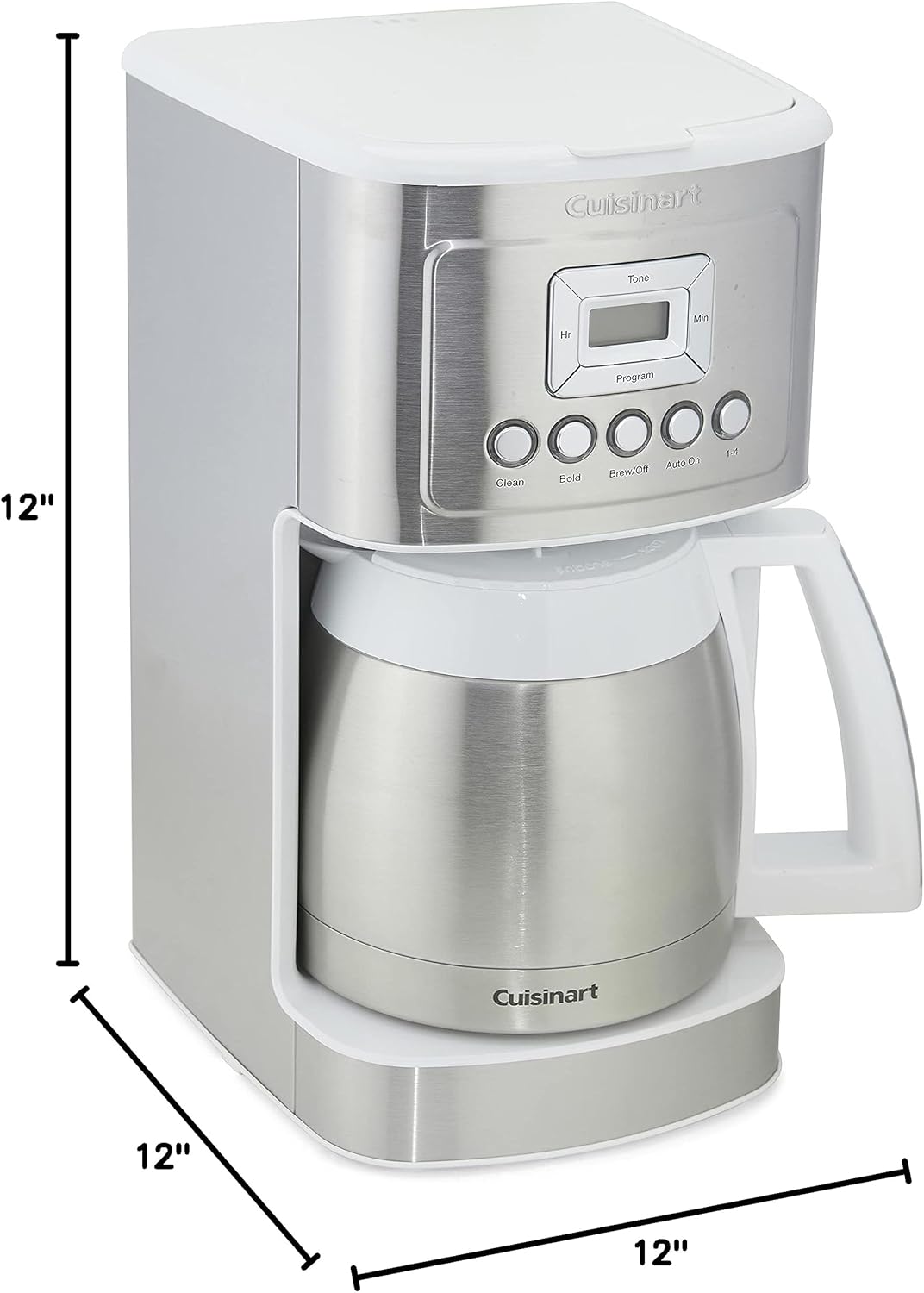 Cuisinart 12-Cup Coffee Maker with Thermal Coffee Carafe, Stainless Steel, Programmable Large Capacity Drip Coffee Machine for Home or Office, DCC-3400W, White