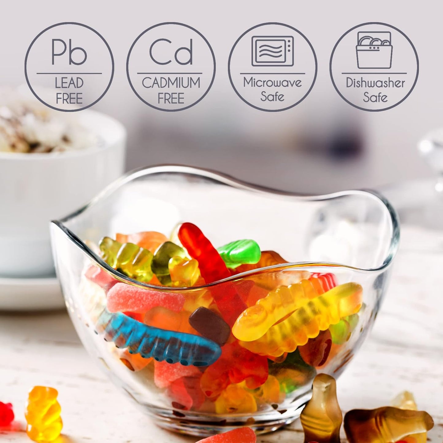 Volarium Candy Jars for Candy Buffet, Candy Dish with Lid, Glass Bowl and Food Storage Container, Decorative Cookie Jars, Apothecary Jars