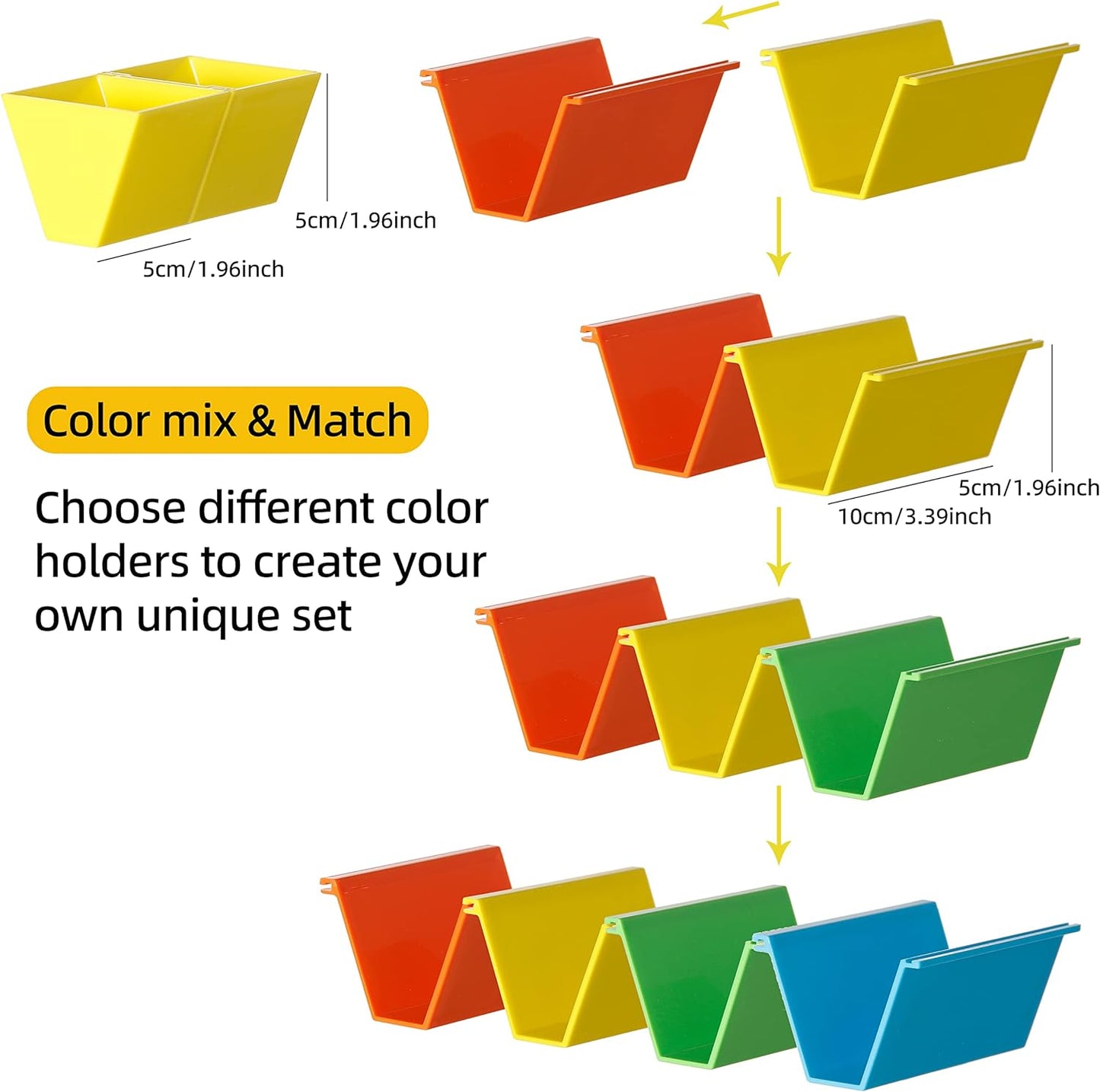 Colorful Taco Holder Stands - Set of 12 with 2 Condiment Dishes,Taco Tray Plates for Taco Bar Gifts & Accessories,Large Plastic Stackble&Convenient Taco Shell Rack,BPA-Free, Dishwasher&Microwave Safe