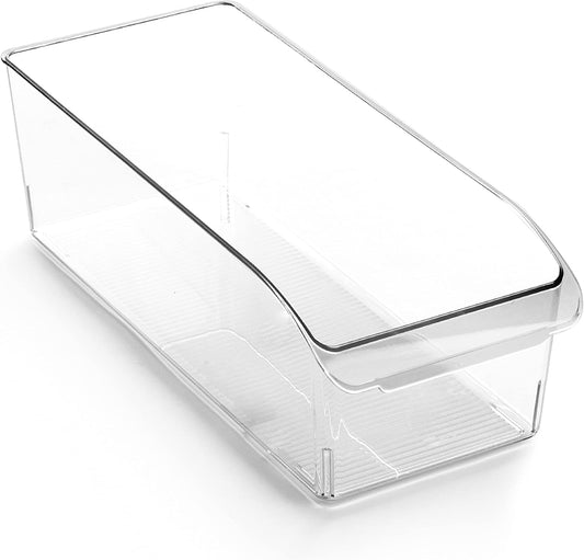 BINO | Plastic Storage Bins, Large | THE CURVE COLLECTION | Multi-Use Fridge / Freezer Organizer | Built-In Handle | BPA-Free | Pantry and Home Organization