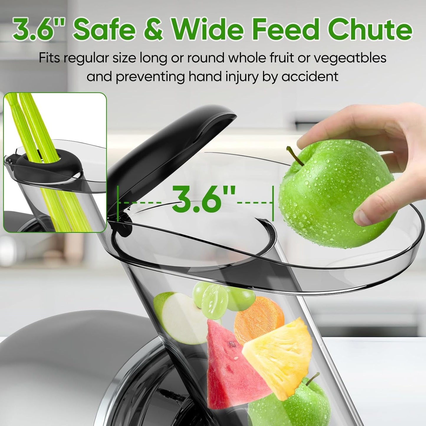 COZII Cold Press Juicer Machines,Slow Masticating Juicer Extractor Soft/hard Mode, 3.6" Large Feed Chute For Vegetable and Fruit, Easy to Clean Juicer, Quiet Motor, High Juice Yield