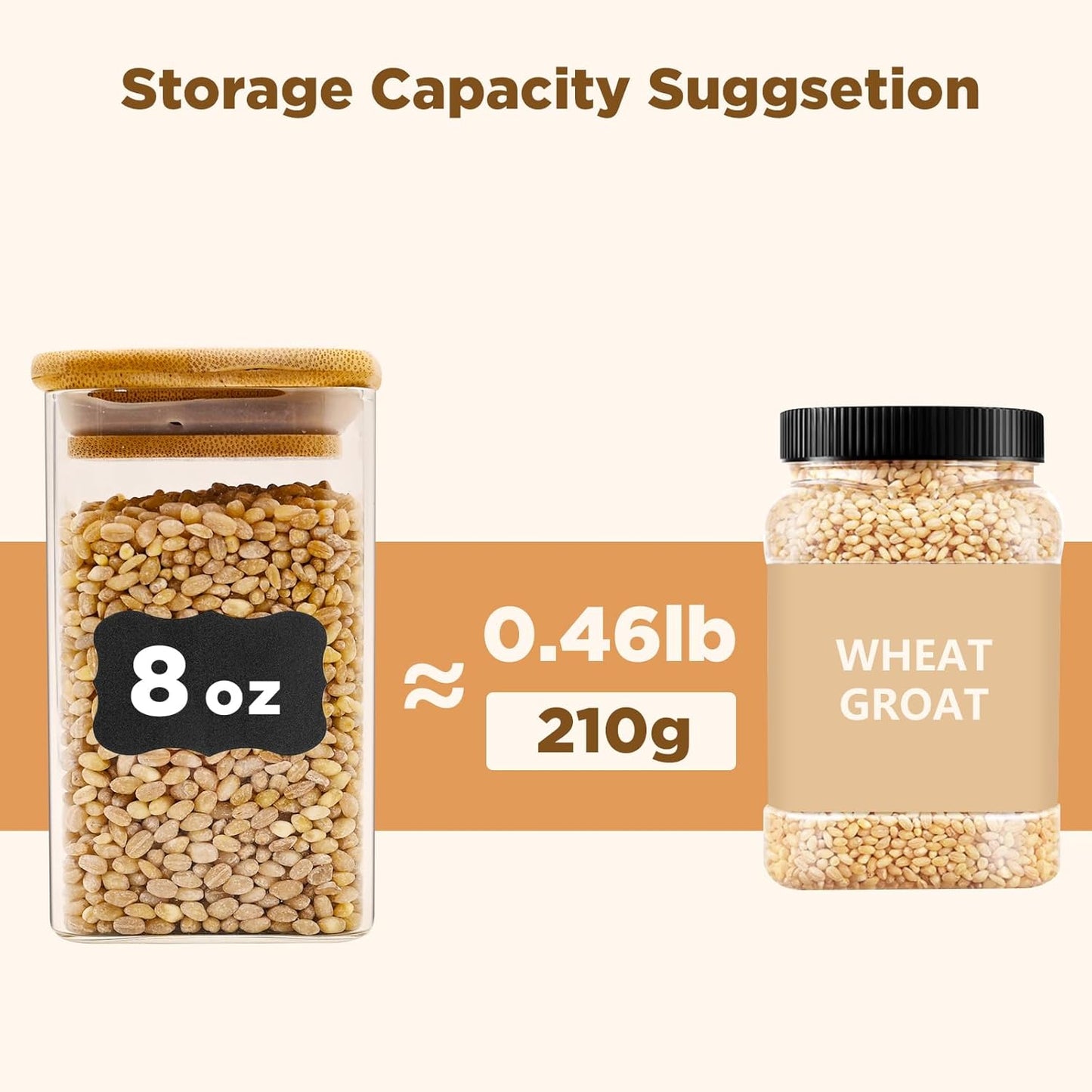 Glass Food Storage Jars Square 8oz, 12 Pack Glass Jars With Bamboo Lids, Kitchen Storage Containers For Spice, Candy, Cookie, Storage For Pantry Organizers