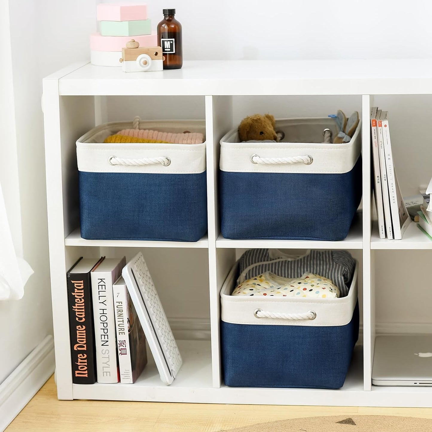 Storage Bins - Large Baskets for Storage Cubes with Handles Organization and Storage Baskets Gifts for Empty 15.7 (L) x 11.8 (W) x 8.2 (H) inches