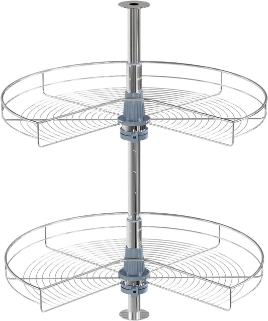 Dowell 24" Kidney Lazy Susan, 2 Shelves, Kitchen Base Corner Cabinet Organizer (Chrome 4001 270 24)