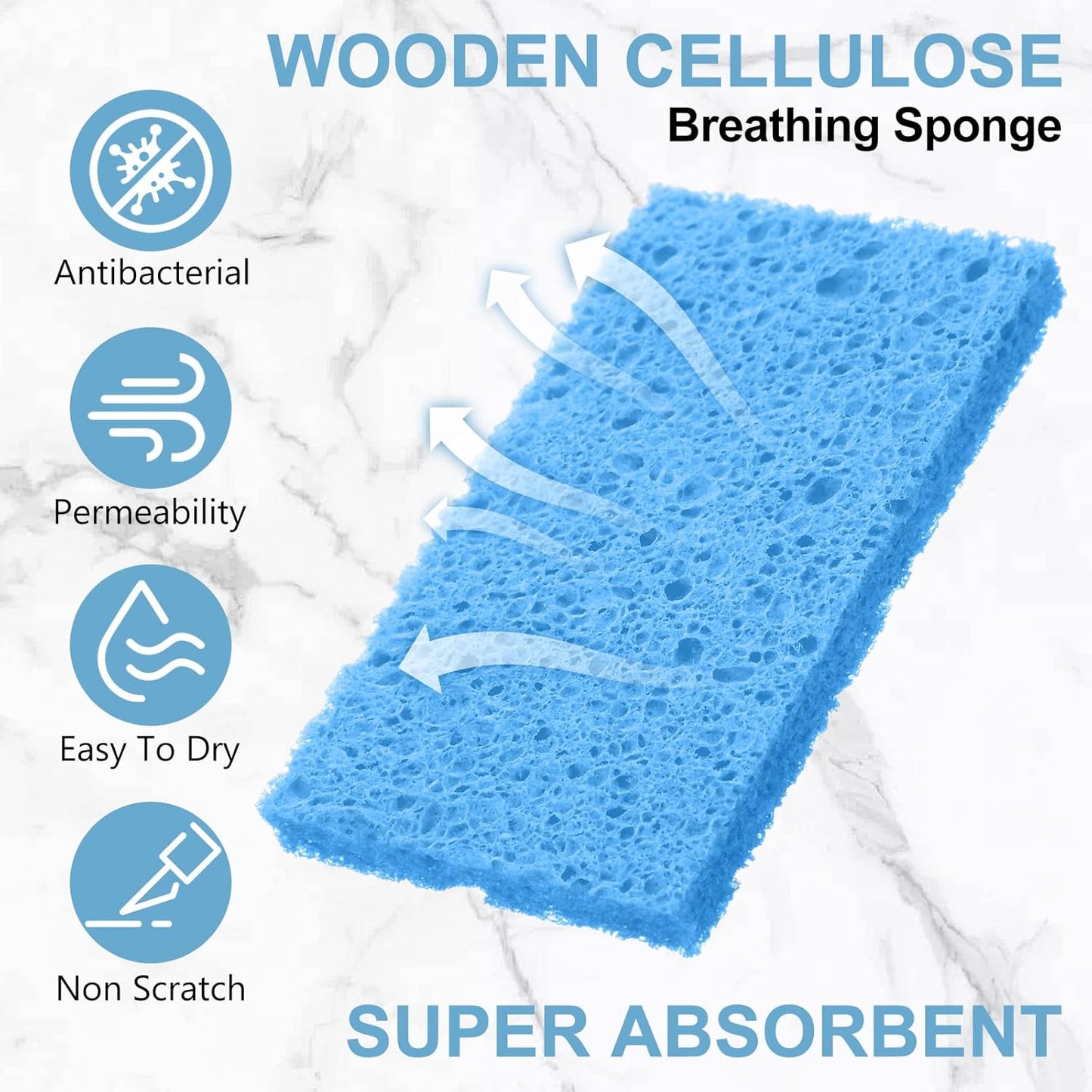 Zhengmy 100 Pieces Kitchen Sponge Bulk Natural Sponges for Dishes Compressed Wood Pulp Sponges Cleaning Sponge Without Scratching for Kitchen Bathroom, 3.9 x 2.4 x 0.12 Inch (Blue)
