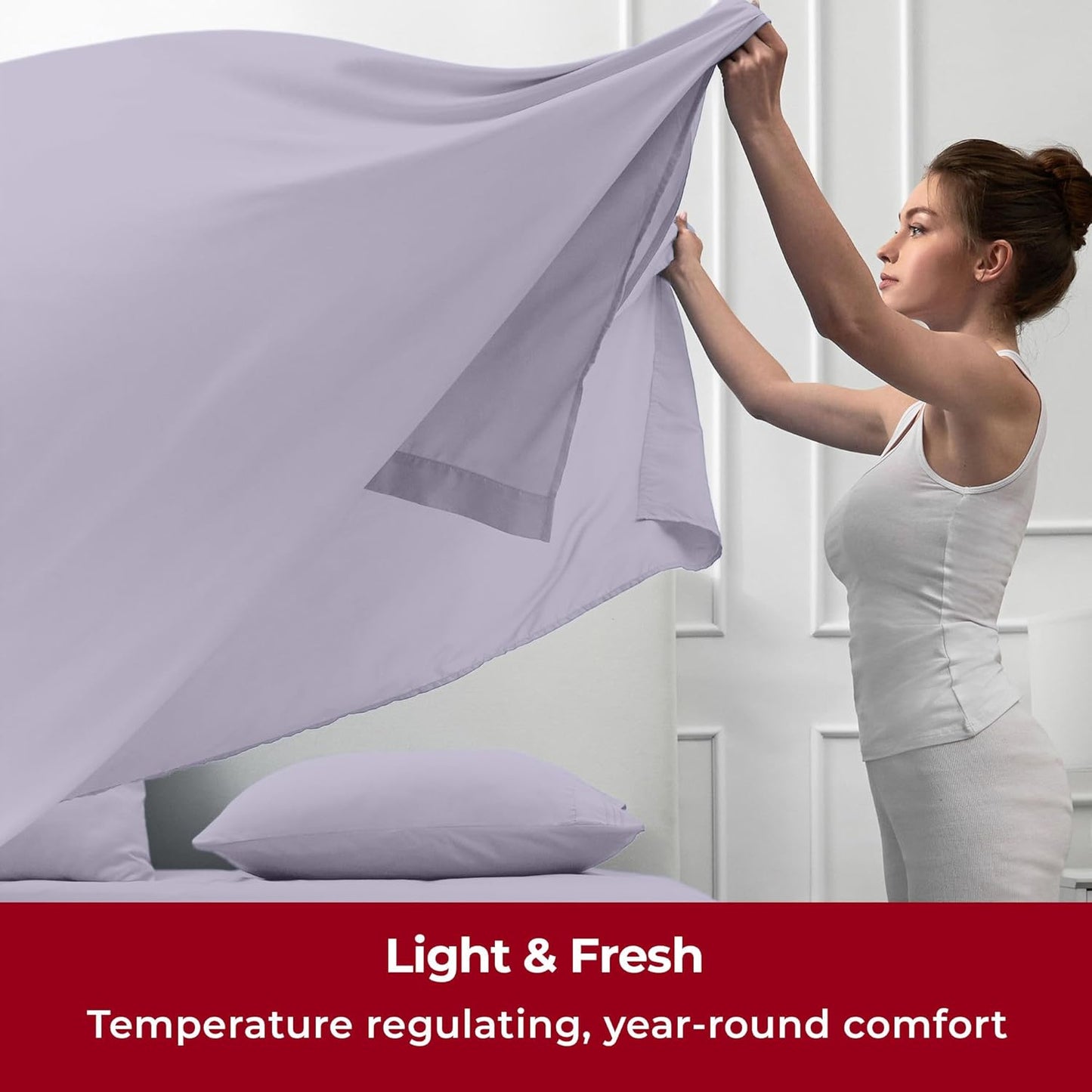 Mellanni Twin XL Sheets Set - 3 PC Iconic Collection Bedding - Hotel Luxury, Extra Soft, Cooling Bed Sheets - Wrinkle, Fade, Stain Resistant (Twin Extra Long, Lavender)