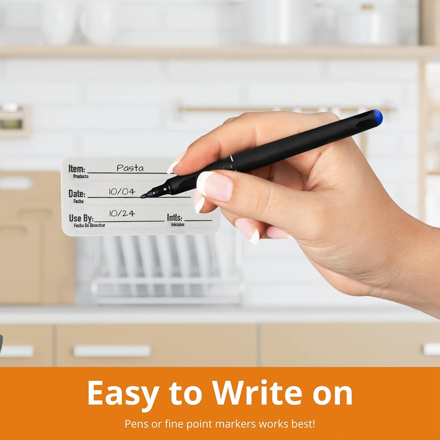 2x1 Dissolvable Food Labels, 500 Label Stickers, Bottle Labels for Storage Bins, Sticker Labels for Food containers, (500, Black)