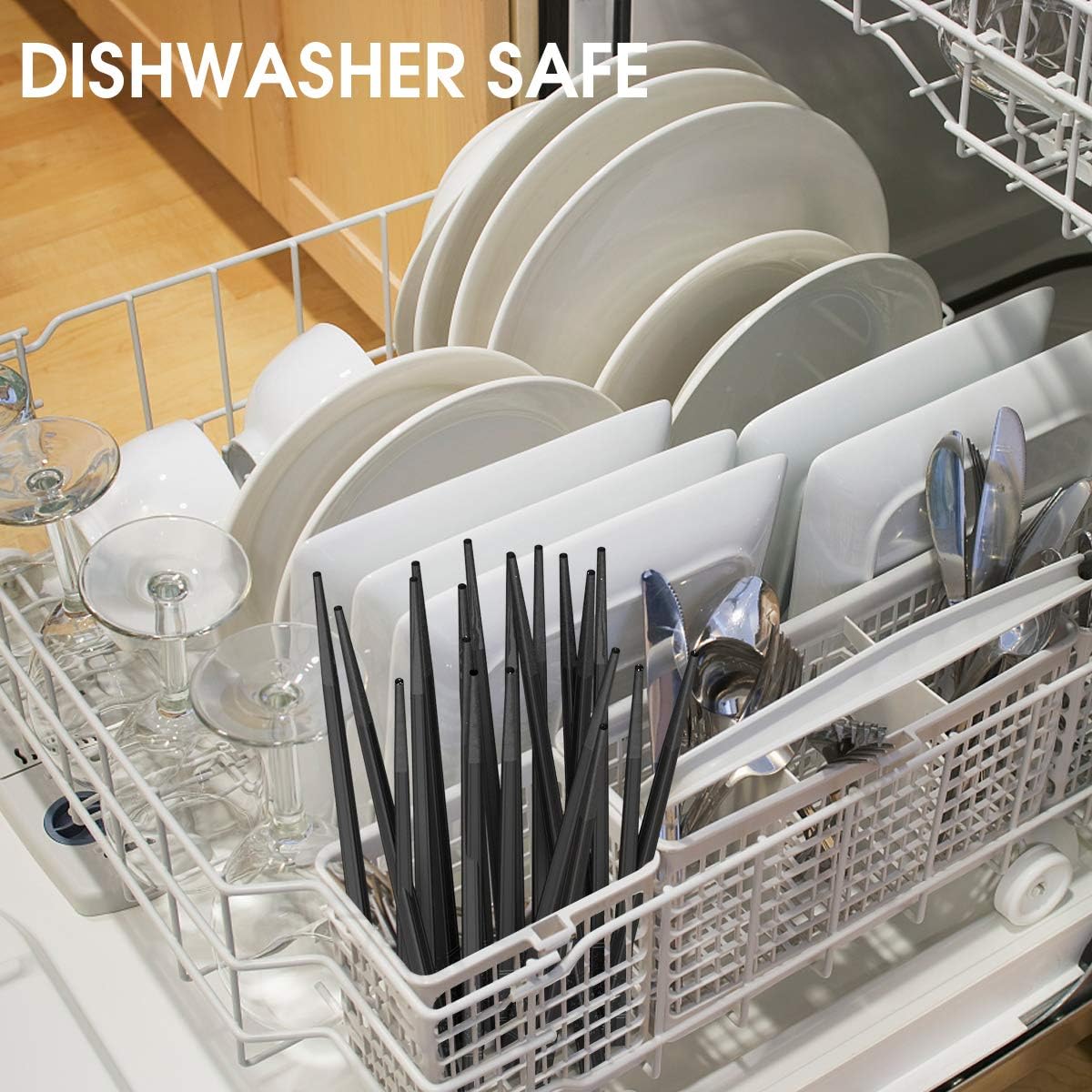 GLAMFIELDS 10 Pairs Fiberglass Chopsticks, Reusable Japanese Chinese Chop Sticks Dishwasher Safe, Non-Slip, 9 1/2 inches