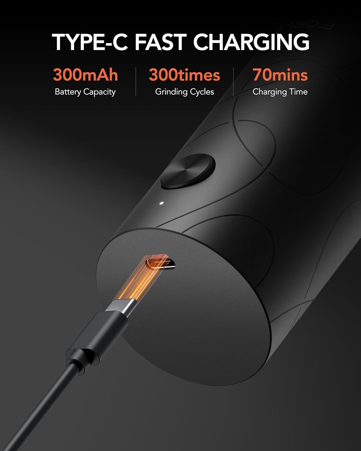 FORLIM Electric Salt and Pepper Grinder Set, USB Rechargeable, Automatic Salt Pepper Mill Grinder with Dust Cover, One-Button Control, Adjustable Coarseness, White LED Light (2 Packs, Black)