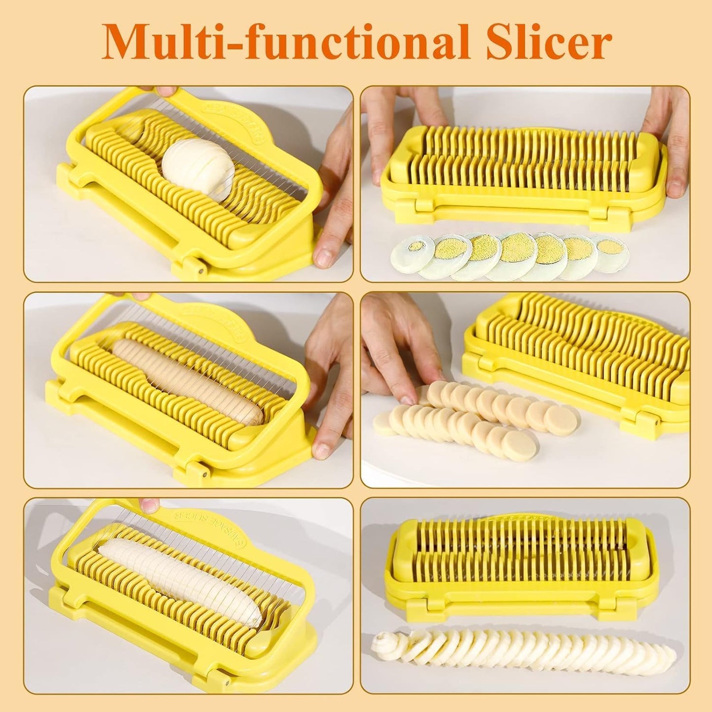 Banana Slicer Egg Slicer for Hard Boiled Eggs, Stainless Steel & Aluminium Wires Strawberry slicer Multipurpose Heavy Duty Dishwasher Safe Banana Cutter slicer