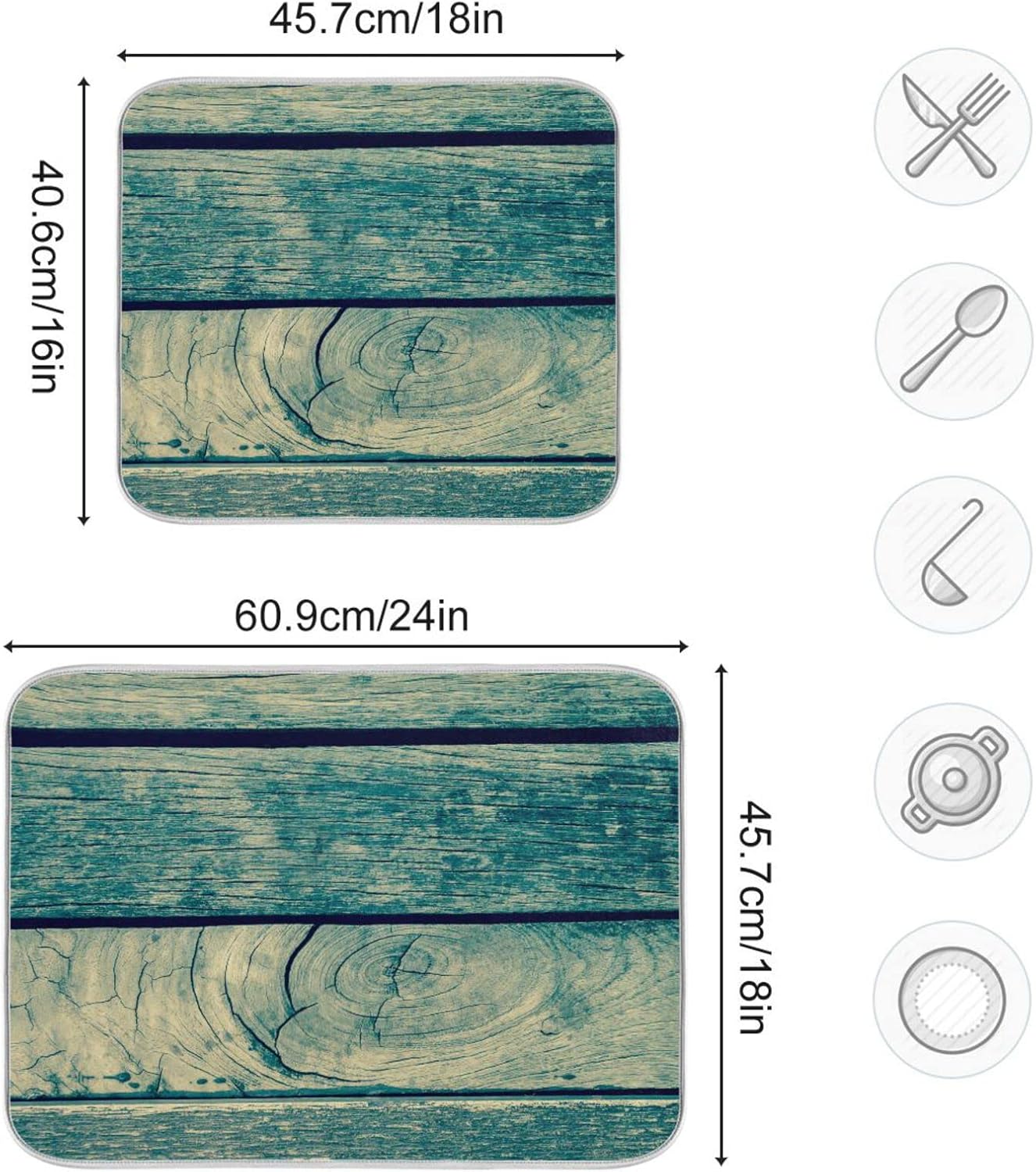 senya Super Absorbent Dish Drying Mat, Microfiber Fast-Drying Dish Mat, 16'' x 18'', Kitchen Dish Drying Pad, Vintage Retro Wooden Background, (g289343134p523c558s1113)