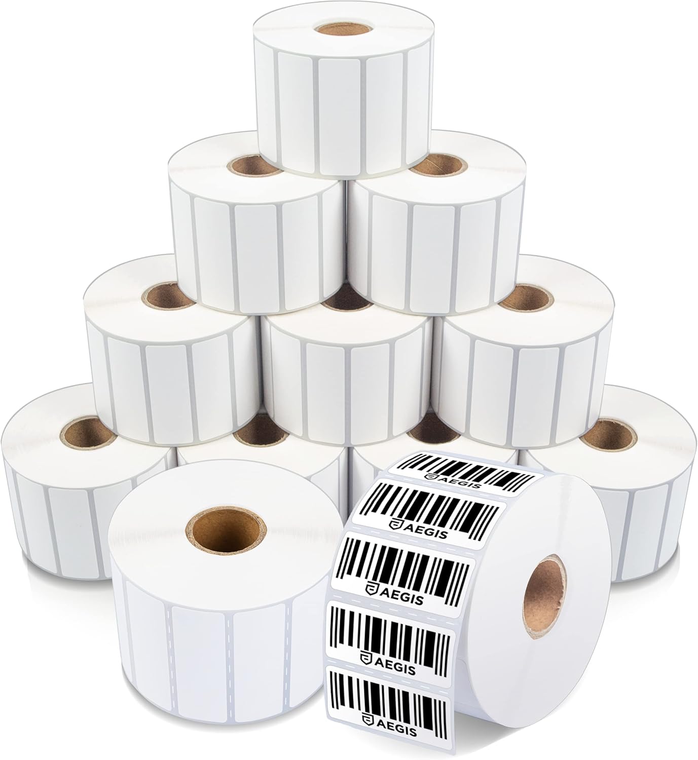 Aegis Adhesives - 2 ¼” X ¾” Direct Thermal Labels for Barcodes, Address, Perforated & Compatible with Rollo, Zebra, & Other Desktop Label Printers (12 Rolls, 1700/Roll)