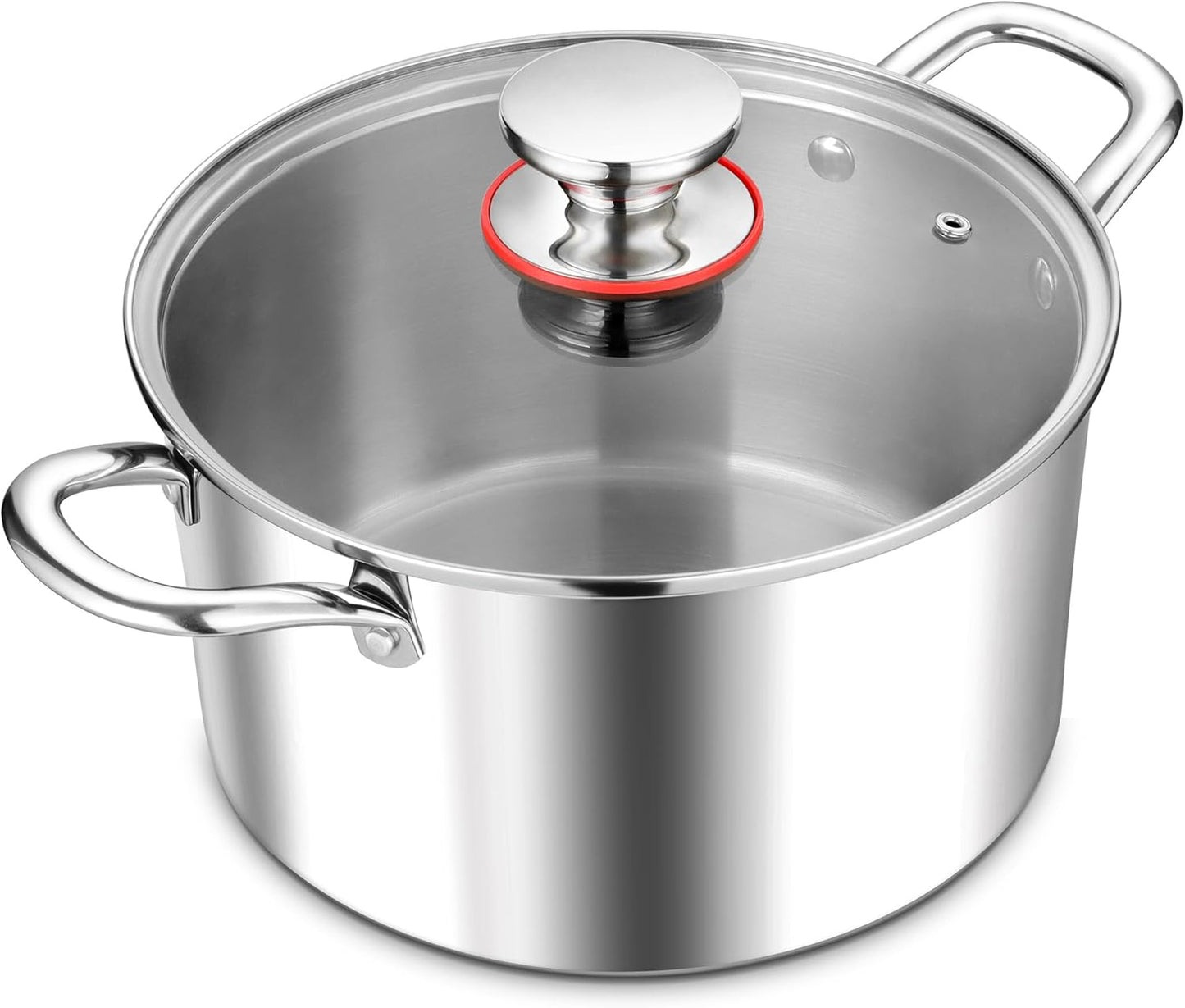 E-far 8 Quart Stock Pot with Lid, 18/10 Tri-ply Stainless Steel Stockpot for Induction Ceramic Gas Stoves, Heavy Duty Cooking Pot for Pasta Soup Stewing Simmering, Oven and Dishwasher Safe