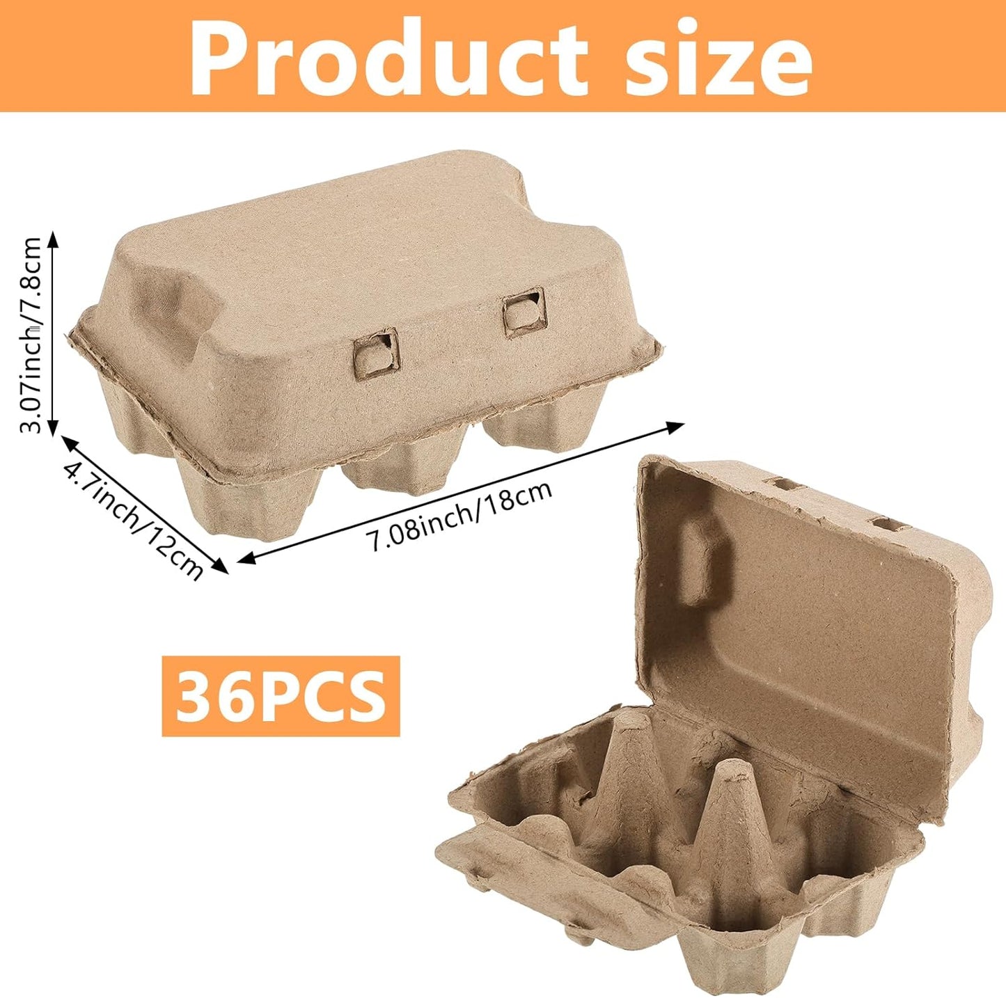 36 Pcs Jumbo Duck Egg Cartons Paper Goose Egg Cartons for Normal Size Geese Blank Natural Pulp Jumbo Eggs Container Holder Reusable for Six Duck Goose Hen Eggs