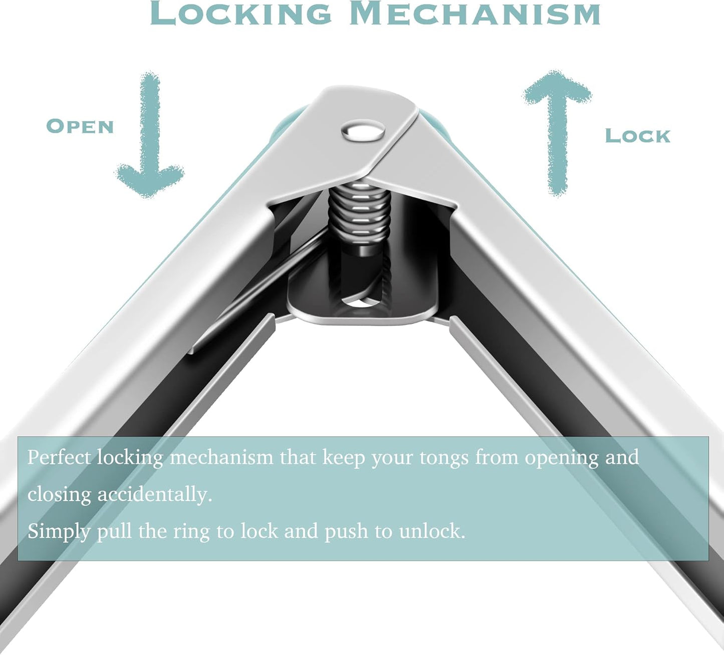 9-Inch & 12-Inch Cooking Tongs, Premium Silicone Set of 2 BPA Free Non-Stick Stainless Steel BBQ Grilling Locking Food Tong, Aqua Sky