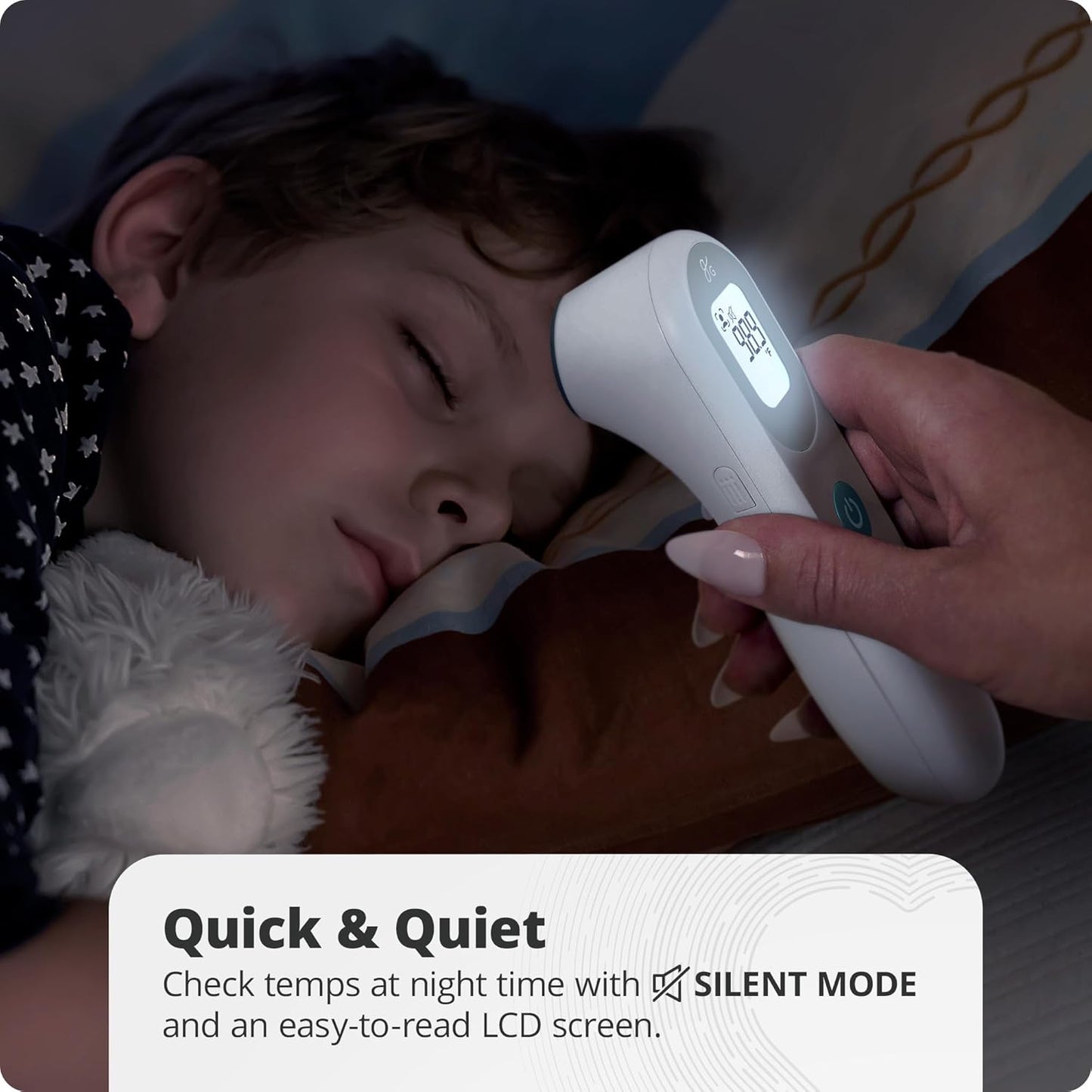 Greater Goods No-Touch Infrared Digital Thermometer for Adults, Kids, and Babies, Forehead Thermometer with Ergonomic Grip, Fever Alarm, White