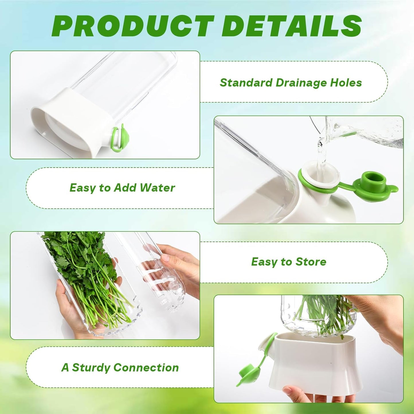 Baderke 2 Pieces Herb Saver for Refrigerator Herb Keeper Herb Storage Containers Herb Saver Pod for Cilantro, Parsley, Asparagus, Keeps Vegetables for 2-3 Weeks(White)