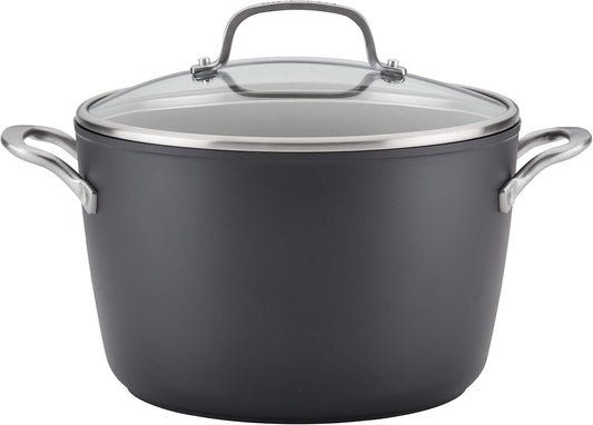 KitchenAid Hard Anodized Induction Nonstick Stock Pot/Stockpot with Lid, 8 Quart, Matte Black