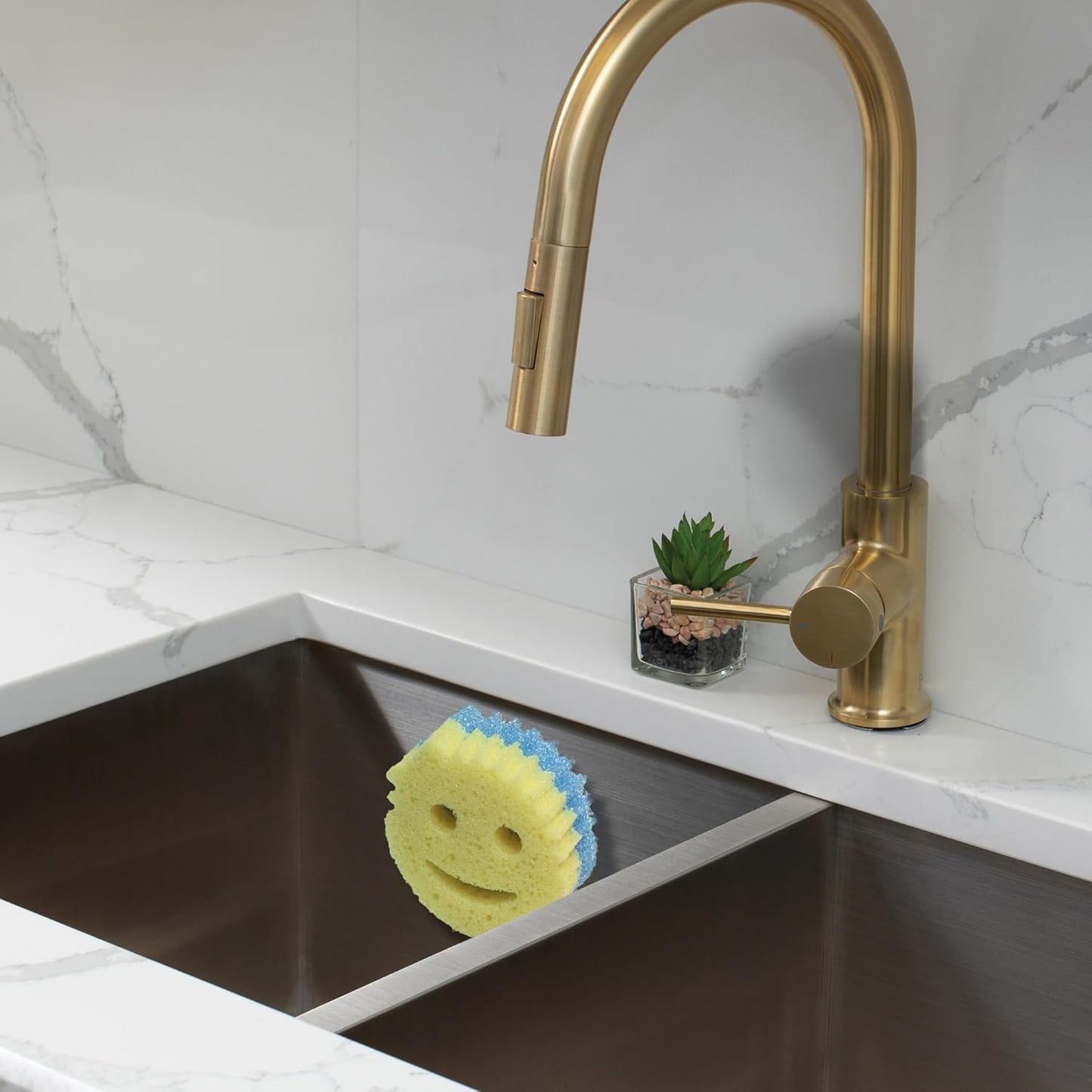 Sponge Daddy Caddy by Storage Theory – Sponge Mommy & Daddy Kitchen Sink Organizer, Universal, Simple Suction Cup Installation, Dishwasher Safe, Keep Sponges Dry, Odor-Free – White, 2 Pack