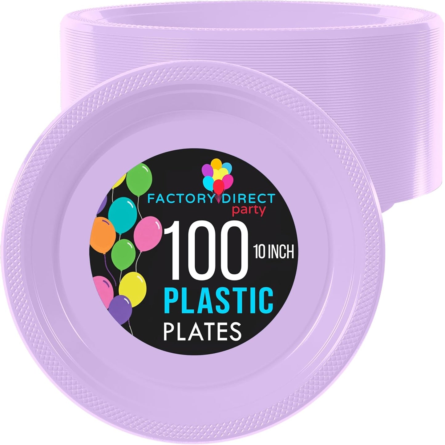 Exquisite Party Solids Lavender Plastic Plates For Party 10" Lavender Disposable Plates Heavy Duty Supplies 100 Pcs Plastic Dinnerware Sets Heavy Duty 350 GSM Disposable Dinnerware Set