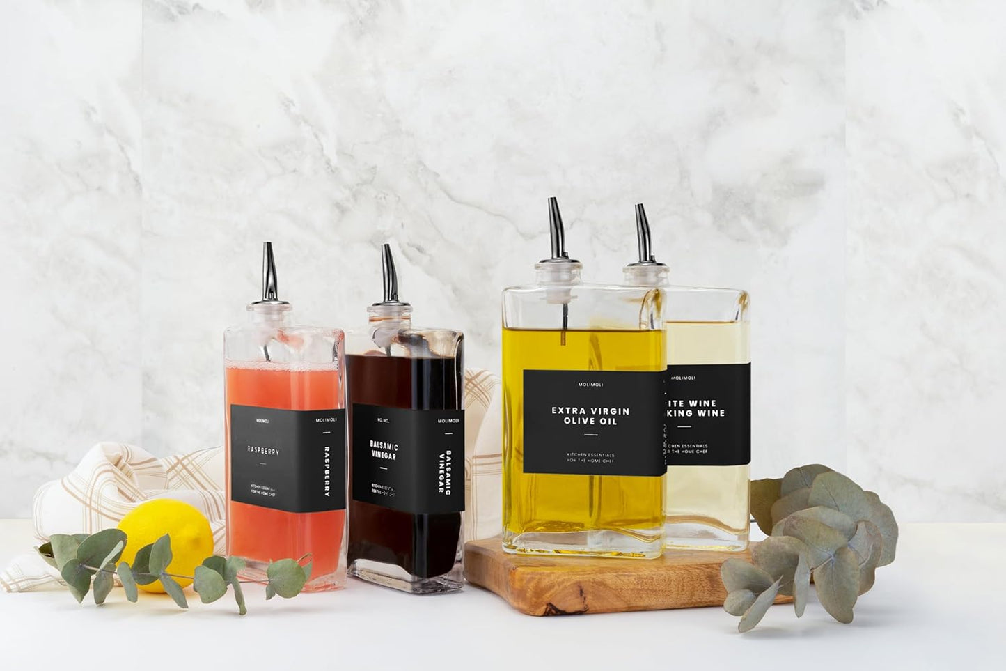 Molimoli Pour Spout Made of Stainless Steel with Automatic Anti-Oxidation Mechanism, Bottle Pourers for Alcohol and Liquor, Olive Oil Dispenser Spout, Wine Pourer Spout,Pack of 4,Black