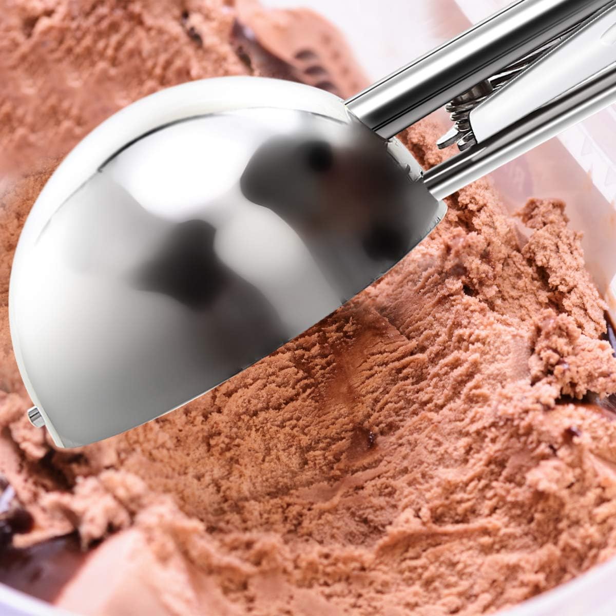 Commercial-Grade Ice Cream Scooper 2.66 oz, 18/8 Stainless Steel Cookie Scoop with Plastic Handle, Portion Control Disher Scoop for Bakeries,Restaurants & Dessert Shops, #12, Green